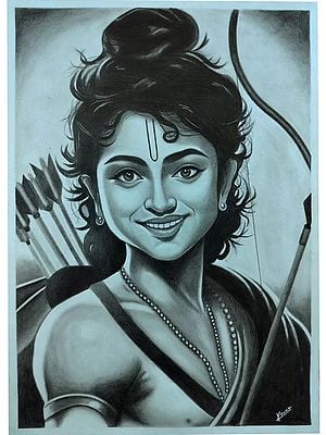 Lord Rama With Bow | Charcoal On Paper | By Krutik Jangir