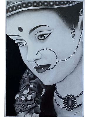 Maa Durga | Charcoal On Paper | By Krutik Jangir