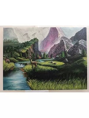 Beautiful Landscape Oil Painting | Oil On Canvas | Malhar Ambulgekar
