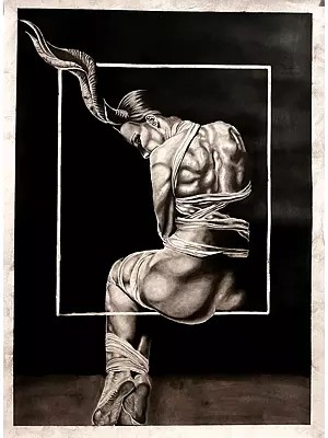 Figure In Frame | Charcoal On Paper | Kanishk Gautam
