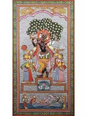 Cosmic Krishna as Brahma Vishnu Mahesh | Painting By Purna Chandra