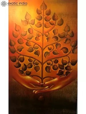 Buddha Tree Painting | Acrylic On Canvas Done With Nib | By Kanchan Mahante