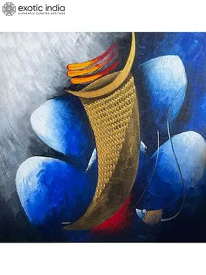 Ganapati Painting | Acrylic On Canvas Done With Nib | By Kanchan Mahante