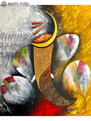 Contemporary Ganesha Painting | Acrylic On Canvas Done With Nib | By Kanchan Mahante