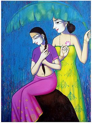 Sakhi - A Lovely Bond | Acrylic on Canvas | By Pravin Utge