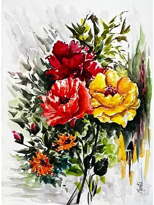 Colorful Flowers Painting | Watercolor on Canson Sheet | By Mamta Saxena