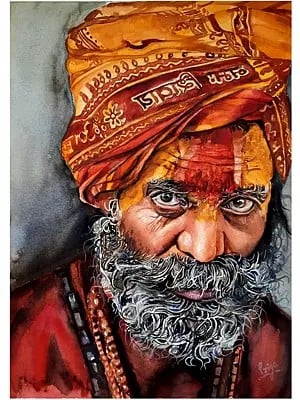 Sadhu Baba | Watercolour On Paper | Priya Ghosh