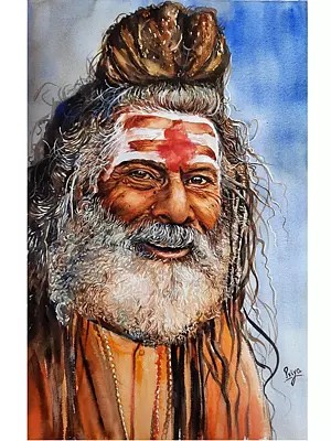 Sanyasi Portrait | Watercolour On Paper | Priya Ghosh
