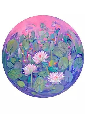 Beautiful Pink Waterlilies Painting | Acrylic On Canvas | By Sumita Maity