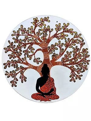 Buddha Meditation With Tree Of Life Painting | Acrylic On MDF Wood | By Sannidha