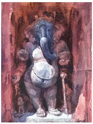 Temple Sculpture Painting Of Ganapati | Acrylic Nails Mix Media | By Sambedna