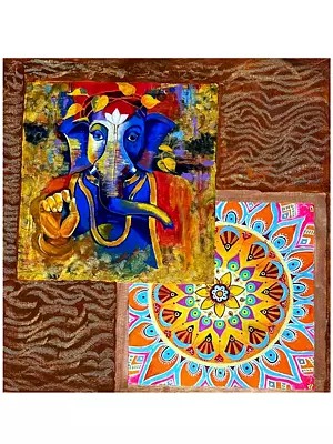 Spash Of Colors - Abstract Ganesha | Acrylic Nails Mix Media | By Sambedna