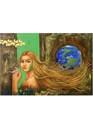 Beautiful Woman With Nature Painting | Acrylic On Canvas | By Ranjeeta Kumar