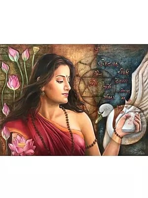 A Beautiful Lady With Beautiful Swan Painting | Oil On Canvas | By Ranjeeta Kumar
