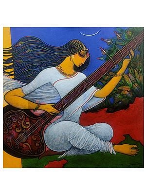 Goddess Saraswati | Acrylic On Canvas | By Ramesh Gujar