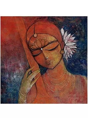 The Woman Remembers Krishna Painting | Mix Media On Canvas | By Smita Asarkar