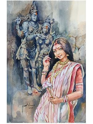 Woman Engrossed In Devotion Of Shiva | Lana Paper | By Sarat Shaw