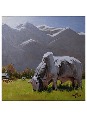 Big Bull | Oil painting on stretched linen | By Swathi Keshav