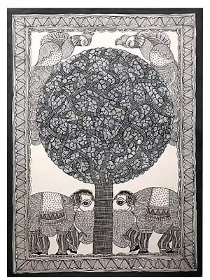 Tree Of Life With Elephant  | Handmade Paper | By Ashutosh Jha