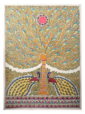 Tree Of Life With Chipping Birds | Handmade Paper | By Ashutosh Jha
