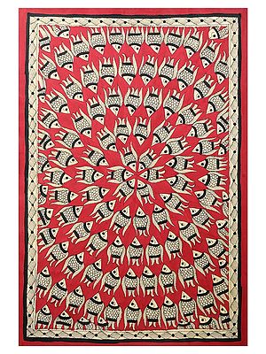 Fish Madhubani Painting | Handmade Paper | By Ashutosh Jha
