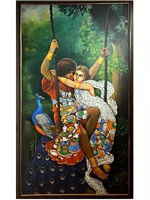 Shringar Of Radha And Krishna | Acrylic On Canvas | By Nikunja Bihari Das