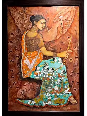Krishnamayi Radha | Acrylic On Canvas | By Nikunja Bihari Das | With Frame