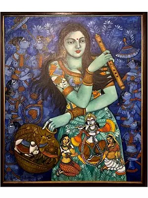 Krishna In Every Pore Of Me | Acrylic On Canvas | By Nikunja Bihari Das | With Frame
