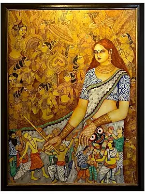 Devotees Immersed In Devotion | Acrylic On Canvas | By Nikunja Bihari Das | With Frame