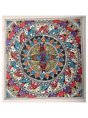 Colorful Fish Mandala Art on Handmade Paper | By Ashutosh Jha