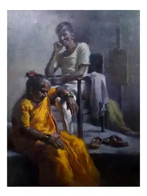 Slum Family | Oil On Canvas | By Abhijeet Patole