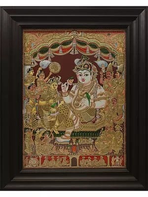 Darbar Krishna | Traditional Colors with 24 Karat Gold | With Frame