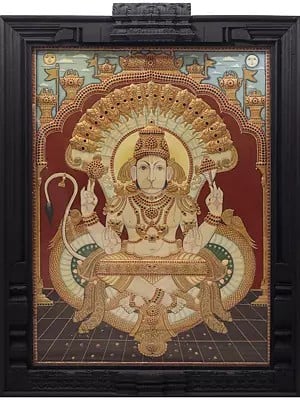 Lord Hanuman | Traditional Colors with 24 Karat Gold | With Frame