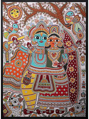 Krishna Radha | Handmade Paper | By Ajay Kumar Jha