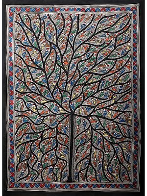 Tree Of Life With Multiple Birds | Handmade Paper | By Ajay Kumar Jha