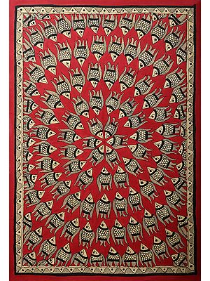 Red Fish Mandala Art | Handmade Paper | By Ajay Kumar Jha