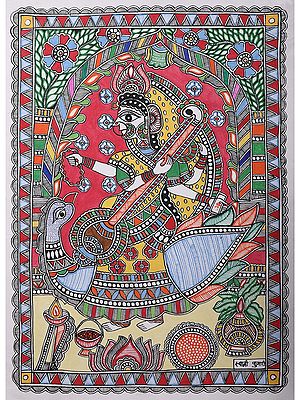 Goddess Saraswati | Handmade Paper | By Ajay Kumar Jha