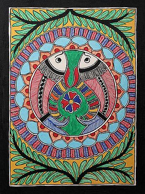 Fish Design In Madhubani Style | Handmade Paper | By Ajay Kumar Jha