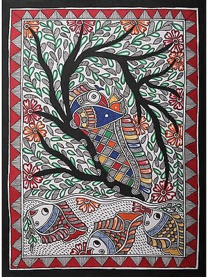 Tree Of Life With Colorful Peacock | Handmade Paper | By Ajay Kumar Jha
