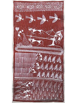 Ploughing and Cultivation | Warli Art Painting