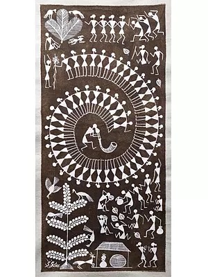 Tarpa Dance | Warli Art on Cotton