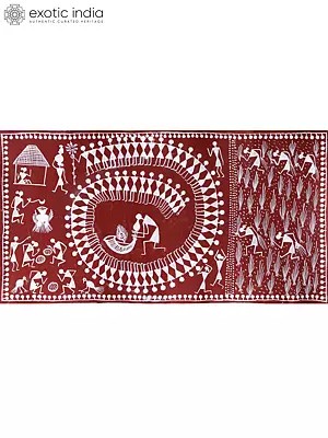 Tarpa Dance of Tribals | Warli Art on Cotton