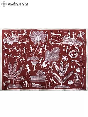 Village Life of Tribals | Warli Art on Cotton