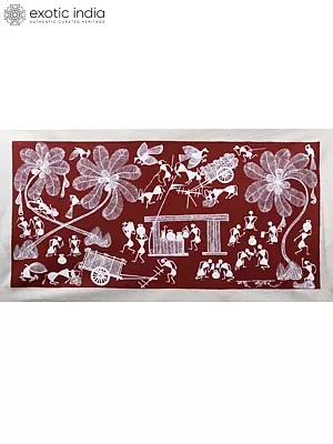 Warli Art Painting: Village Life Scenes