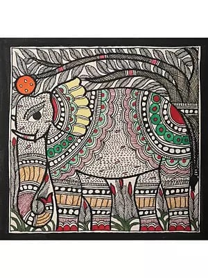 Beautiful Madhubani Elephant | Handmade Paper | By Ajay Kumar Jha