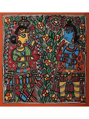 Beautiful Radha Krishna Painting | Handmade Paper | By Ajay Kumar Jha