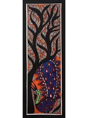 Peacock Under The Tree Of Life | Handmade Paper | By Ajay Kumar Jha