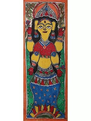 Goddess Laxmi Painting in Madhubani style | Handmade Paper | By Ajay Kumar Jha