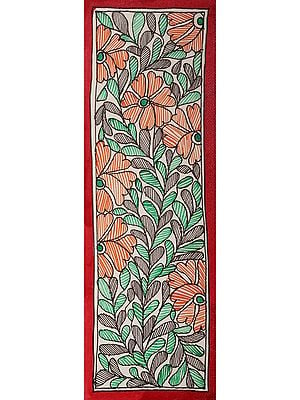 Floral Madhubani Painting | Handmade Paper | By Ajay Kumar Jha