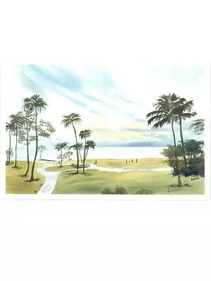 Hawai - A Beautiful Beach Landscape | Watercolor On Paper | By Asmita Atre